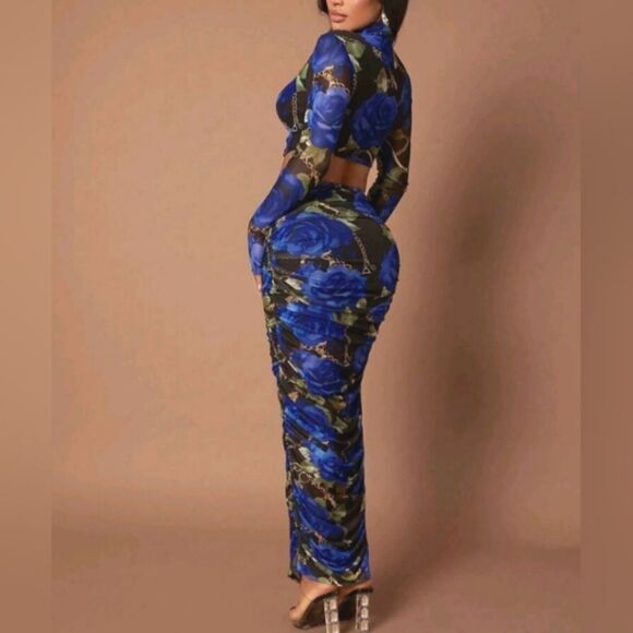 Sexy printed 2pc floral skirt set sz Medium - Picture 4 of 6